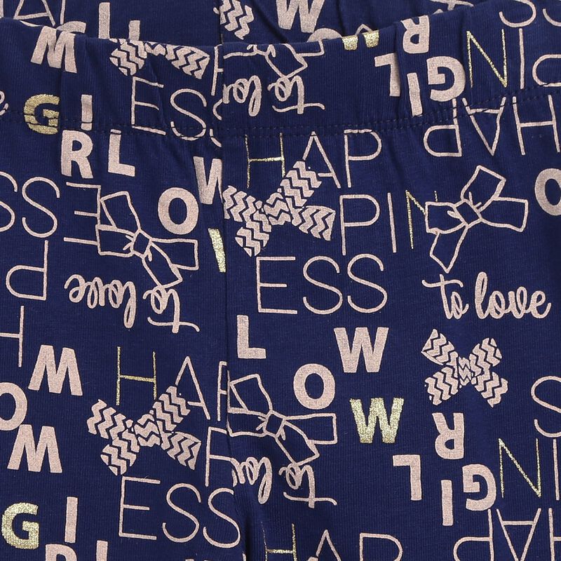 Girls Blue Printed Leggings image number null
